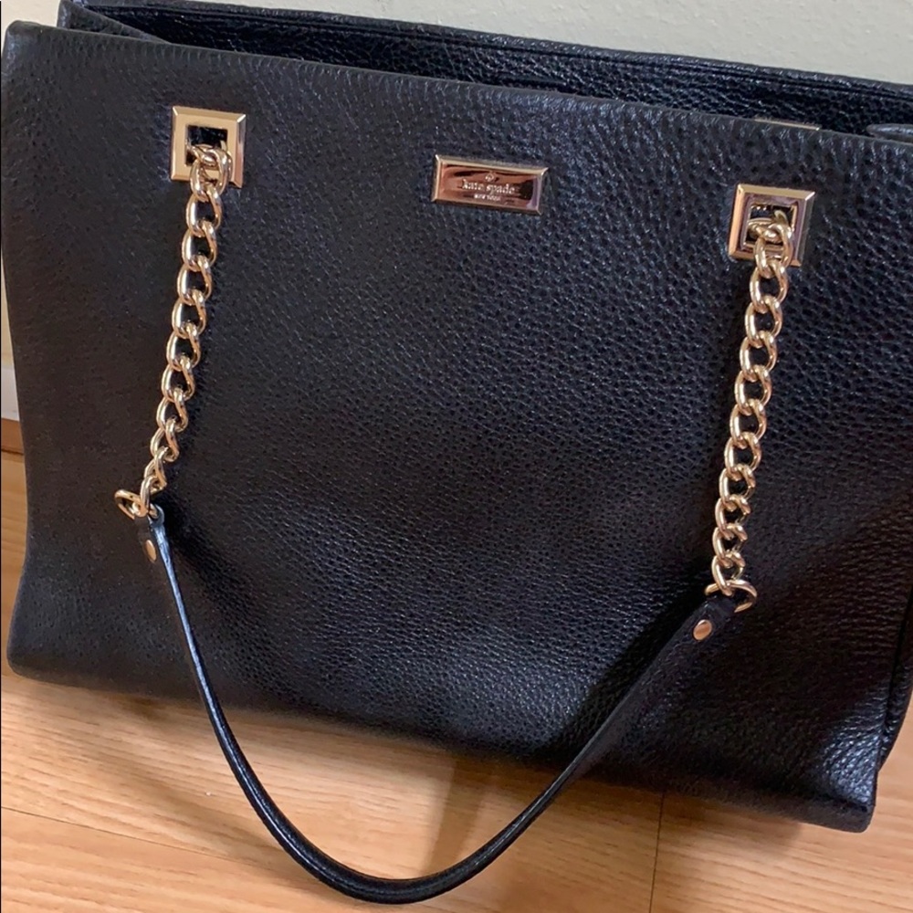 Kate Spade Black Tote Purse with Gold Chain Strap